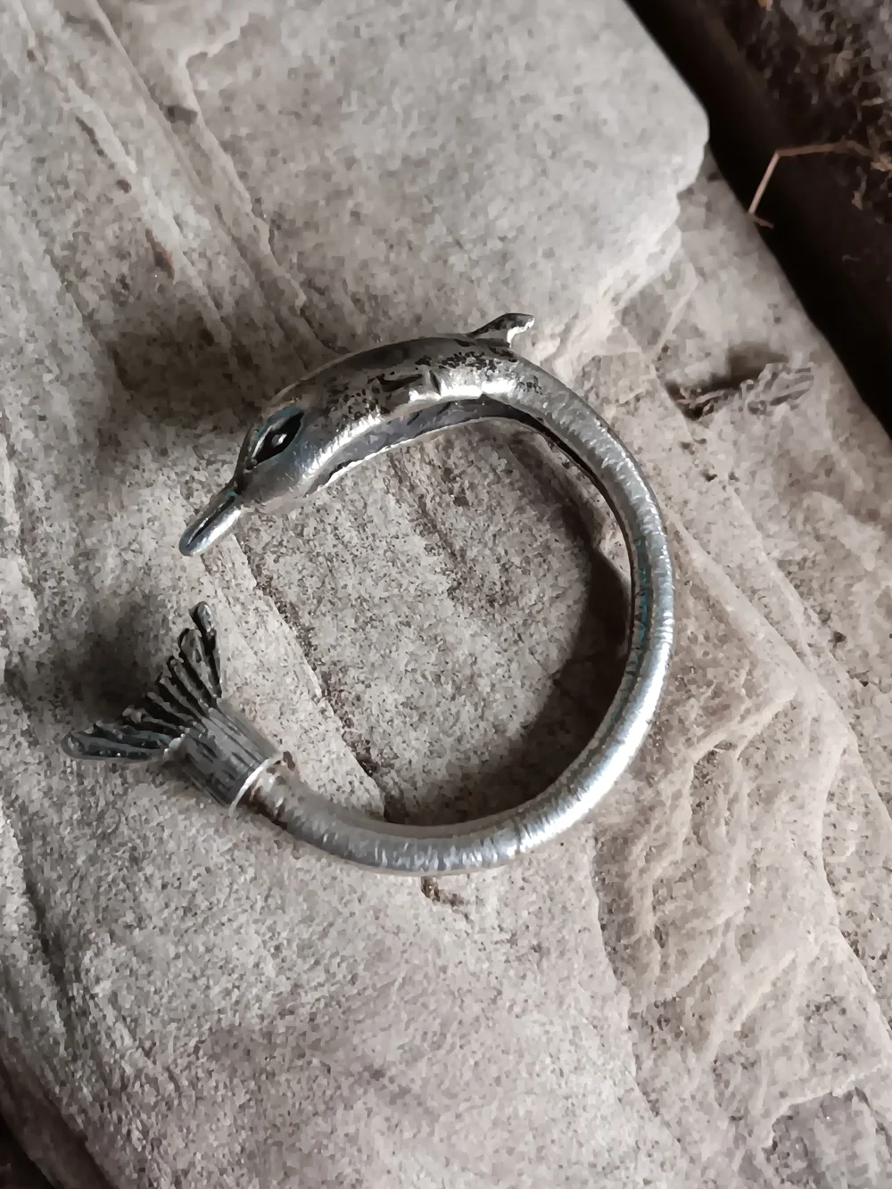 Vintage 925 Sterling Silver Dolphin Keychain Keyring